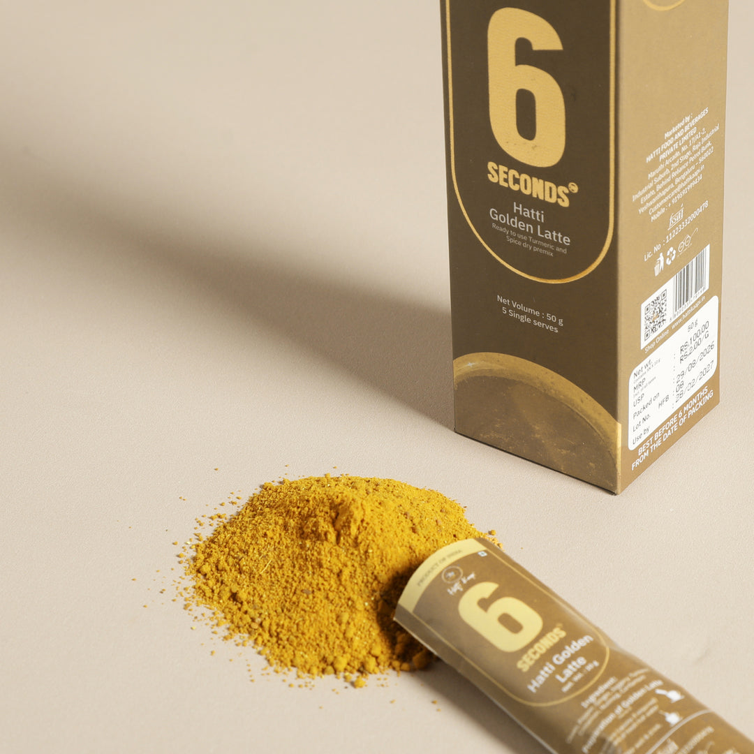 Hatti Kaapi 6 Seconds Golden Latte Powder Mix – Pack of 5 ( 25 Sachets )
