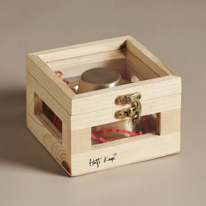 Hatti Kaapi Brass Dabra with Wooden Gift Box – 120 ml
