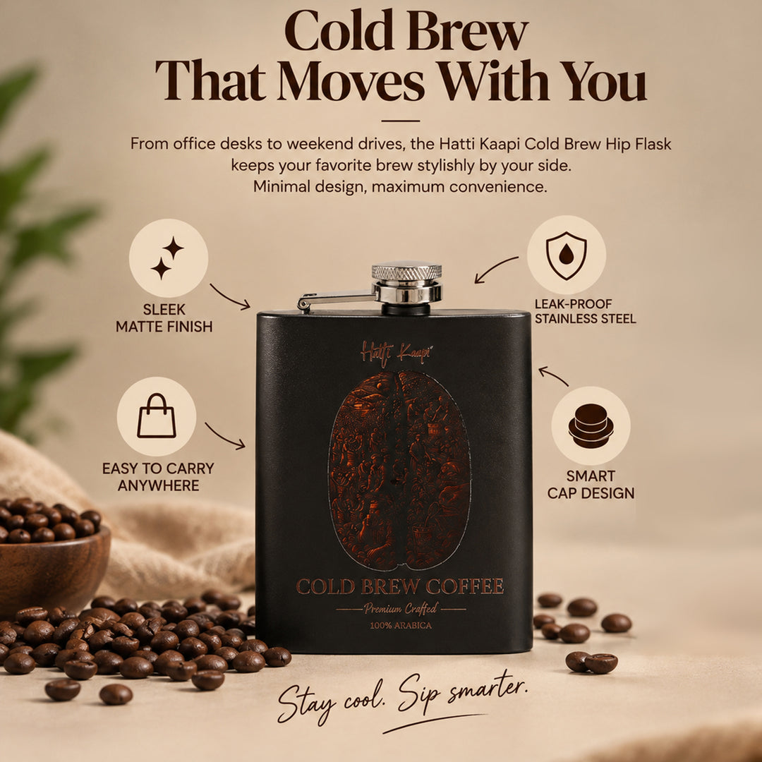 Hip Flask 200ml | Matte Black Stainless Steel | Leak-Proof Cold Brew Flask