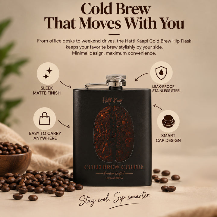 Hip Flask 200ml | Matte Black Stainless Steel | Leak-Proof Cold Brew Flask