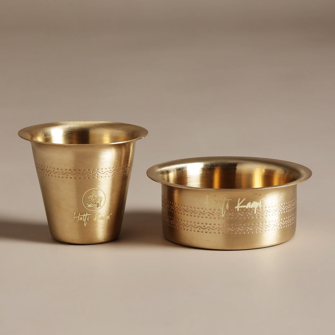 Hatti Kaapi Brass Dabra with Wooden Gift Box – 120 ml