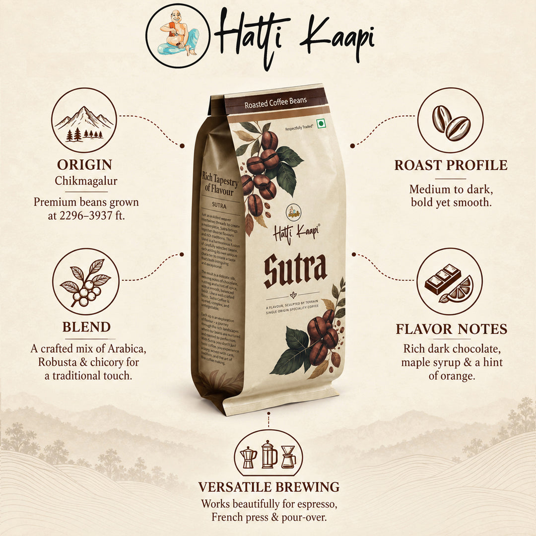 Sutra Roasted Coffee Beans 250g | Arabica & Robusta with Chicory