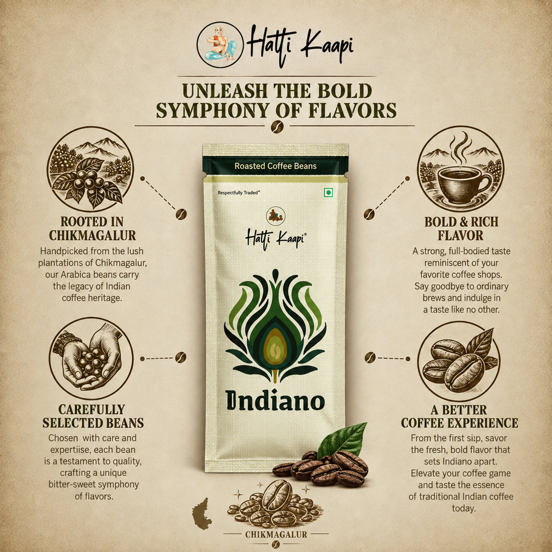 Hatti Kaapi Indiano Roasted Coffee Beans 250g | Whole Bean Coffee