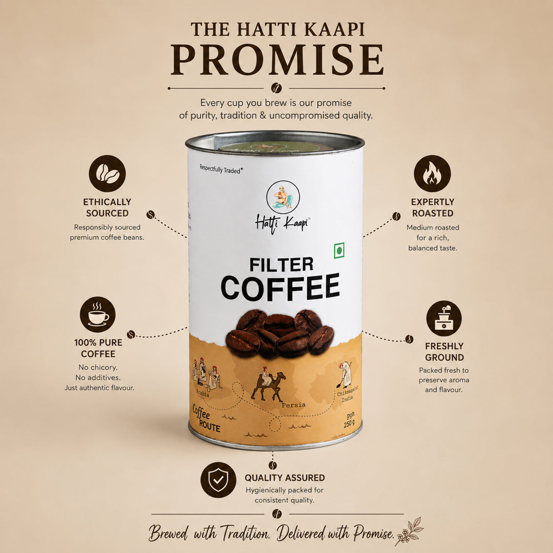 Hatti Kaapi 100% Pure Filter Coffee Powder 250g | No Chicory | Medium Roast