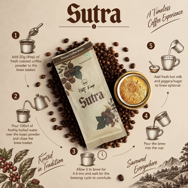 Sutra Roasted Coffee Beans 250g | Arabica & Robusta with Chicory