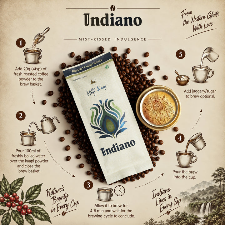 Hatti Kaapi Indiano Roasted Coffee Beans 250g | Whole Bean Coffee