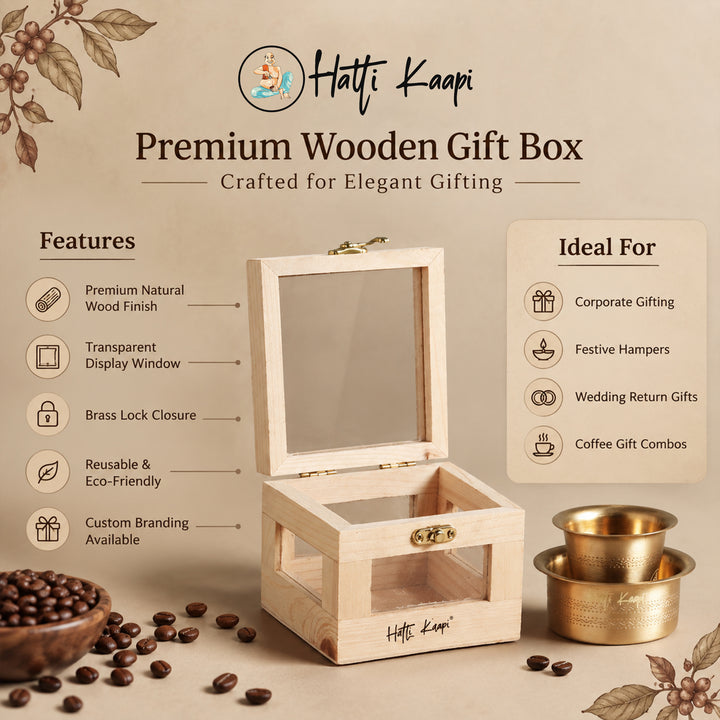Hatti Kaapi Brass Dabra with Wooden Gift Box – 120 ml