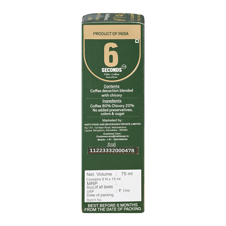 6 Seconds Filter Coffee Decoction-Pack Of 5